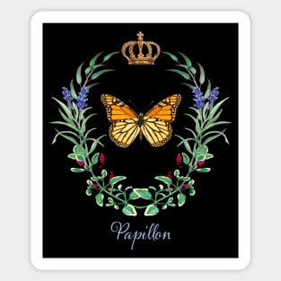 Papillon Monarch Butterfly Lavender Wreath Cottagecore Gardener Sticker